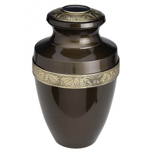Brass Urn (Metallic Brown with Gold Band) 
